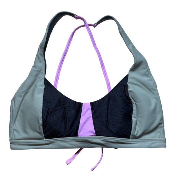 prAna Women's Tulum Top Bikini Black Color Block Size L NWT - Picture 1 of 7